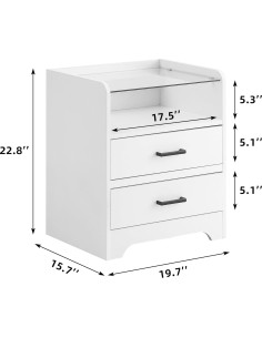 Mesa de Noche LED IDEALHOUSE con 2 Cajones y Vidrio 2