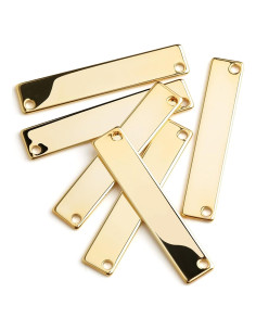 10 Piezas Placa de Nombre Horizontal Metal Oro 16K 34.3x7mm