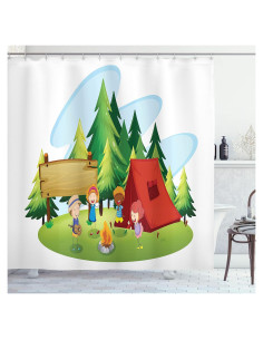 Cortina de Ducha Lunarable 175x178 cm Caricatura Bosque