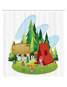 Cortina de Ducha Lunarable 175x178 cm Caricatura Bosque 2