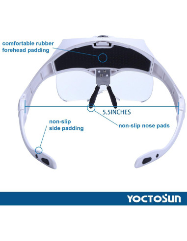 Lupa de Cabeza LED YOCTOSUN 3.5X Recargable con Lentes Intercambiables
