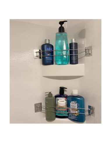 Barra de Almacenamiento de Esquina para Ducha RV Safoner - Acero Inoxidable Ajustable 20.1-34.8 cm