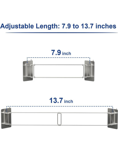 Barra de Almacenamiento de Esquina para Ducha RV Safoner - Acero Inoxidable Ajustable 20.1-34.8 cm