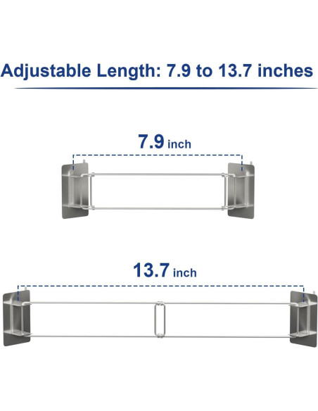 Barra de Almacenamiento de Esquina para Ducha RV Safoner - Acero Inoxidable Ajustable 20.1-34.8 cm