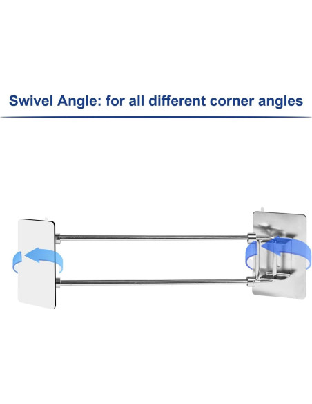 Barra de Almacenamiento de Esquina para Ducha RV Safoner - Acero Inoxidable Ajustable 20.1-34.8 cm