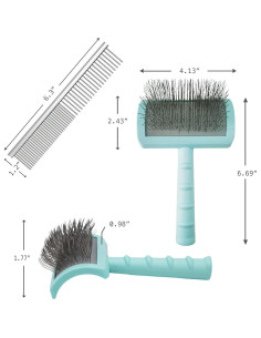 Kit de Aseo NeatHoiho: Cepillo Slicker y Peine Verde para Perros y Gatos 2