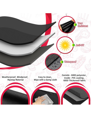 Funda para Parrilla NEXCOVER 177,8 cm Impermeable Resistente