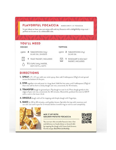 Kit de Mezcla de Focaccia King Arthur 18.4 oz - Listo en 1 hora