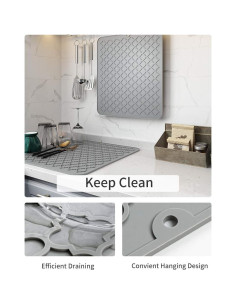 Alfombrilla de Secado de Platos AMOAMI Silicona Gris 30x40 cm 2