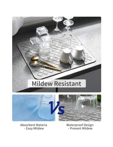 Alfombrilla de Secado de Platos AMOAMI Silicona Gris 30x40 cm