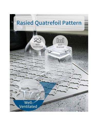 Alfombrilla de Secado de Platos AMOAMI Silicona Gris 30x40 cm