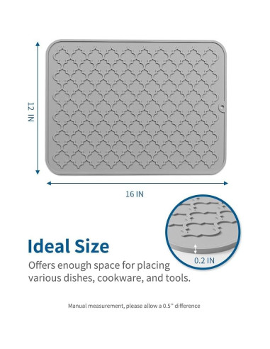 Alfombrilla de Secado de Platos AMOAMI Silicona Gris 30x40 cm