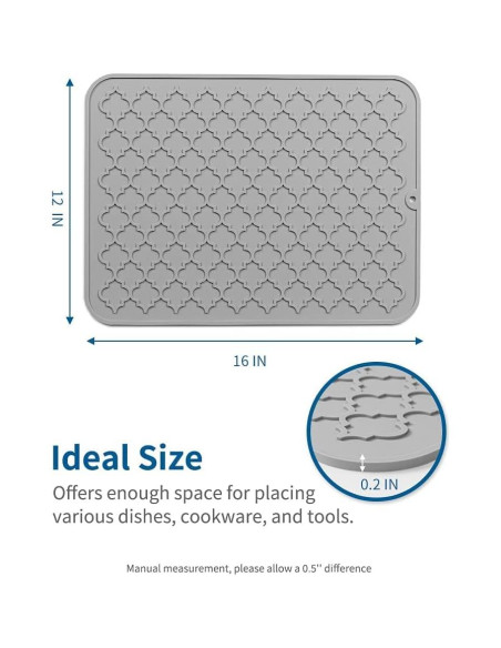 Alfombrilla de Secado de Platos AMOAMI Silicona Gris 30x40 cm