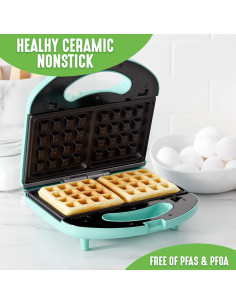 GreenLife Dúo Waffles y Sándwiches Turquesa 825W 2