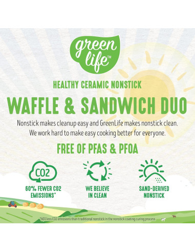 GreenLife Dúo Waffles y Sándwiches Turquesa 825W