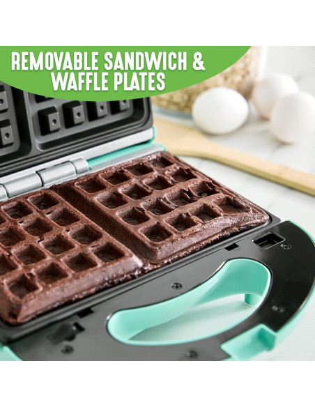 GreenLife Dúo Waffles y Sándwiches Turquesa 825W