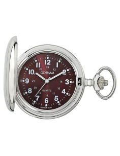 Reloj de bolsillo Gotham GWC15042SM plateado con cadena 35,56 cm