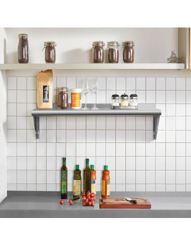 Estante Flotante Hally 30 x 152 cm Acero Inoxidable 142 kg