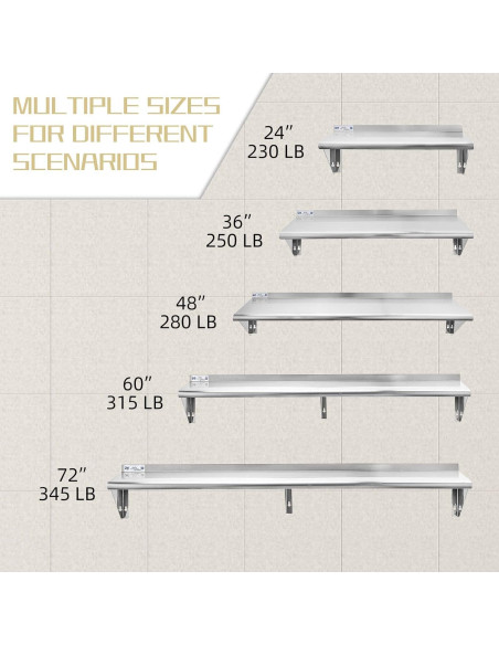 Estante Flotante Hally 30 x 152 cm Acero Inoxidable 142 kg