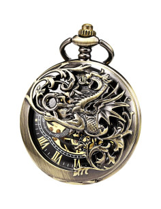 Reloj de bolsillo mecánico TREEWETO Dragón esqueleto 47mm 2
