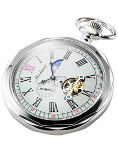 Reloj de bolsillo mecánico TREEWETO con sol y luna 50.5mm 2