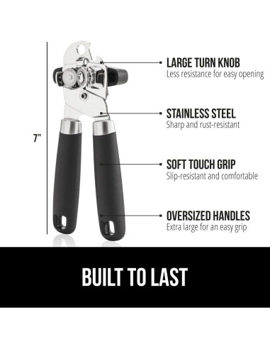 Abrelatas Manual GORILLA GRIP Acero Inoxidable Negro 17,78 cm