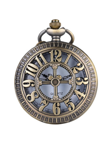 Reloj de bolsillo I-MART bronce vintage con cadena 78,74 cm