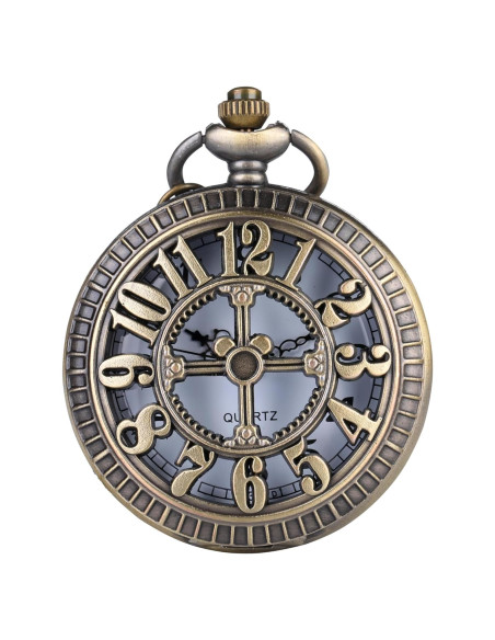 Reloj de bolsillo I-MART bronce vintage con cadena 78,74 cm