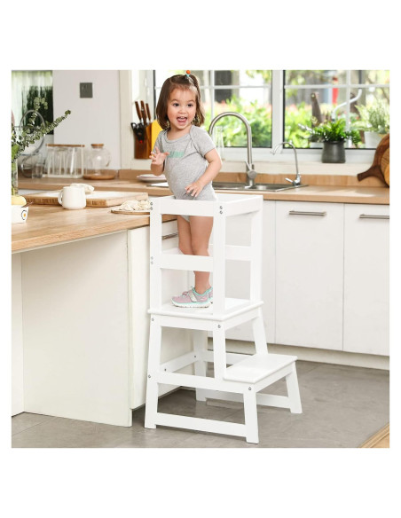 Escalera de cocina Wiifo para niños con barandilla blanca