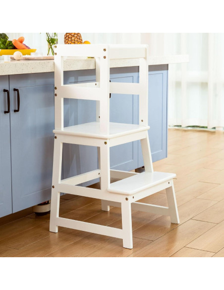 Escalera de cocina Wiifo para niños con barandilla blanca