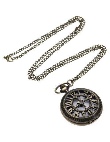 Reloj de bolsillo I-MART bronce vintage con cadena 78,74 cm
