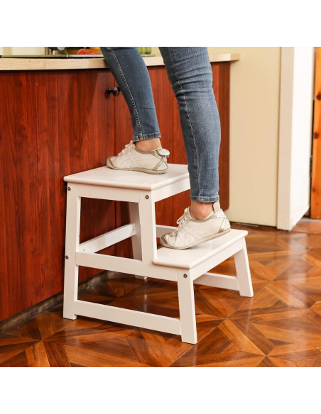 Escalera de cocina Wiifo para niños con barandilla blanca
