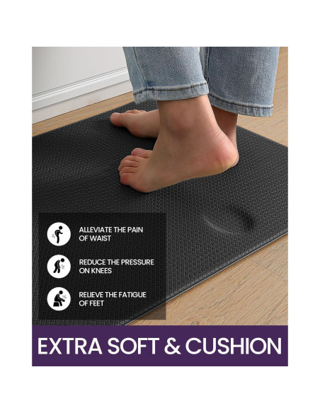 Mats de Cocina DEXI Antifatiga Acolchados 238x58 cm Negro