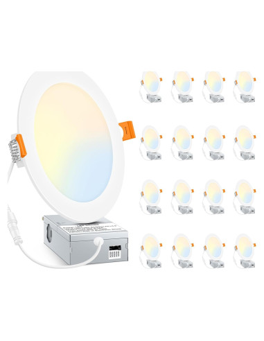 BesLowe 16 Paquetes Luces LED Empotradas 12W 6" Regulables