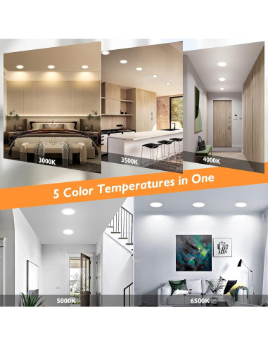 BesLowe 16 Paquetes Luces LED Empotradas 12W 6" Regulables