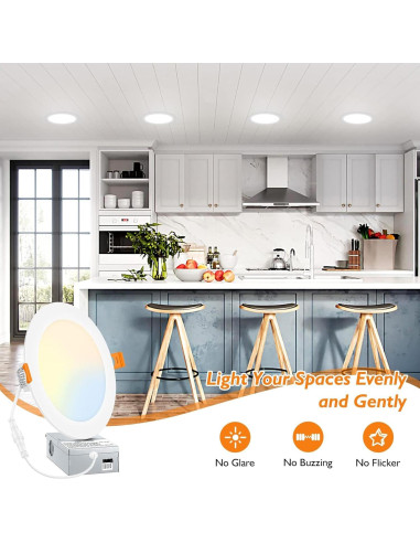 BesLowe 16 Paquetes Luces LED Empotradas 12W 6" Regulables