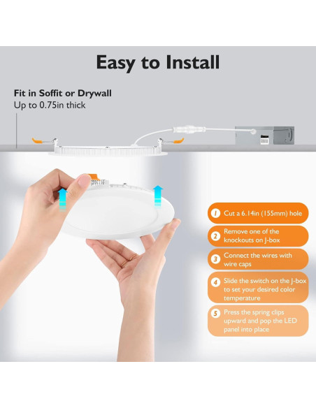 BesLowe 16 Paquetes Luces LED Empotradas 12W 6" Regulables