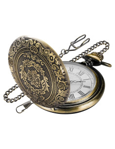 Reloj de bolsillo SwitchMe de bronce con cadena y esfera romana