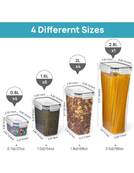 Juego de 15 Contenedores Herméticos Vtopmart 2.8L Plástico BPA