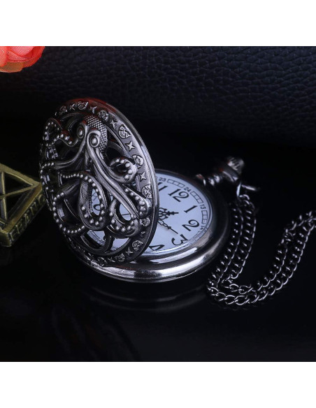 Reloj de bolsillo BOSNI CF1173 Steampunk con cadena 4.5 cm