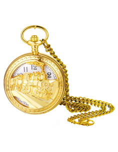 Reloj de bolsillo JewelryWe dorado vintage con cadena