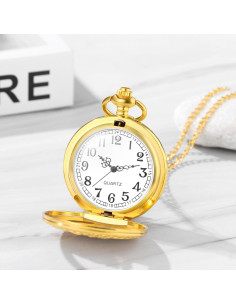 Reloj de bolsillo JewelryWe dorado vintage con cadena 2