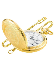 Reloj de bolsillo dorado SwitchMe con cadena y esfera romana