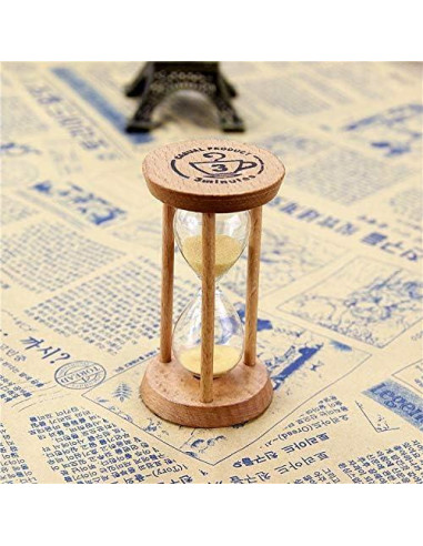 Reloj de Arena GracesDawn 3 Minutos Madera Amarillo Decoración