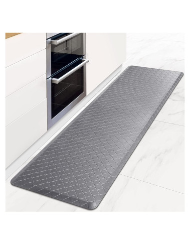Alfombra de Cocina HappyTrends Acolchada Antifatiga 152x44 cm Gris