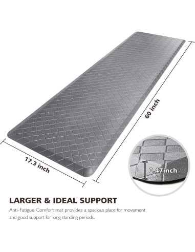 Alfombra de Cocina HappyTrends Acolchada Antifatiga 152x44 cm Gris