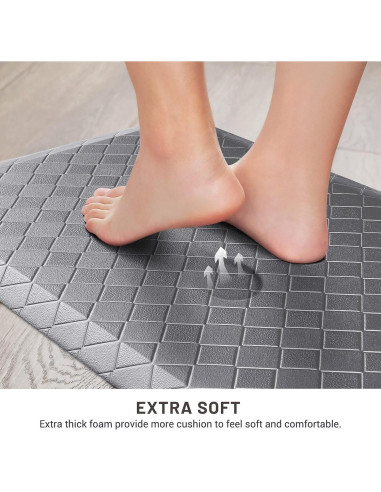 Alfombra de Cocina HappyTrends Acolchada Antifatiga 152x44 cm Gris