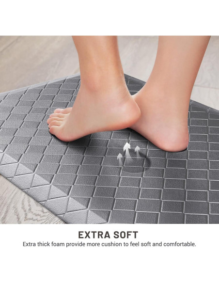 Alfombra de Cocina HappyTrends Acolchada Antifatiga 152x44 cm Gris Alfombra de Cocina HappyTrends Acolchada Antifatiga 152x44 cm Gris