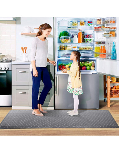 Alfombra de Cocina HappyTrends Acolchada Antifatiga 152x44 cm Gris