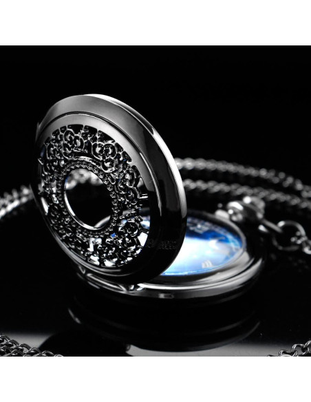 Reloj de bolsillo Tiong azul estrellado con cadena 4.5 cm